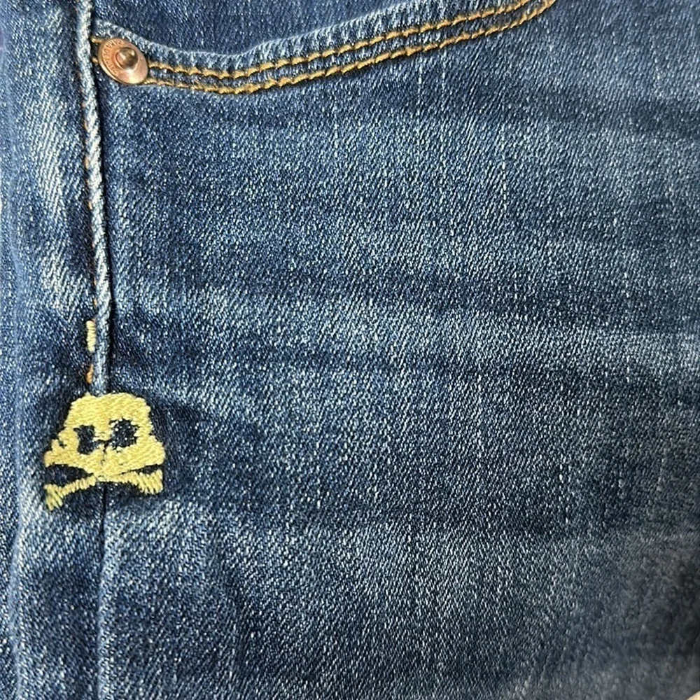 Zara Boys Straight Fit Denim Jeans, light blue trims, skeleton logo,  13-14